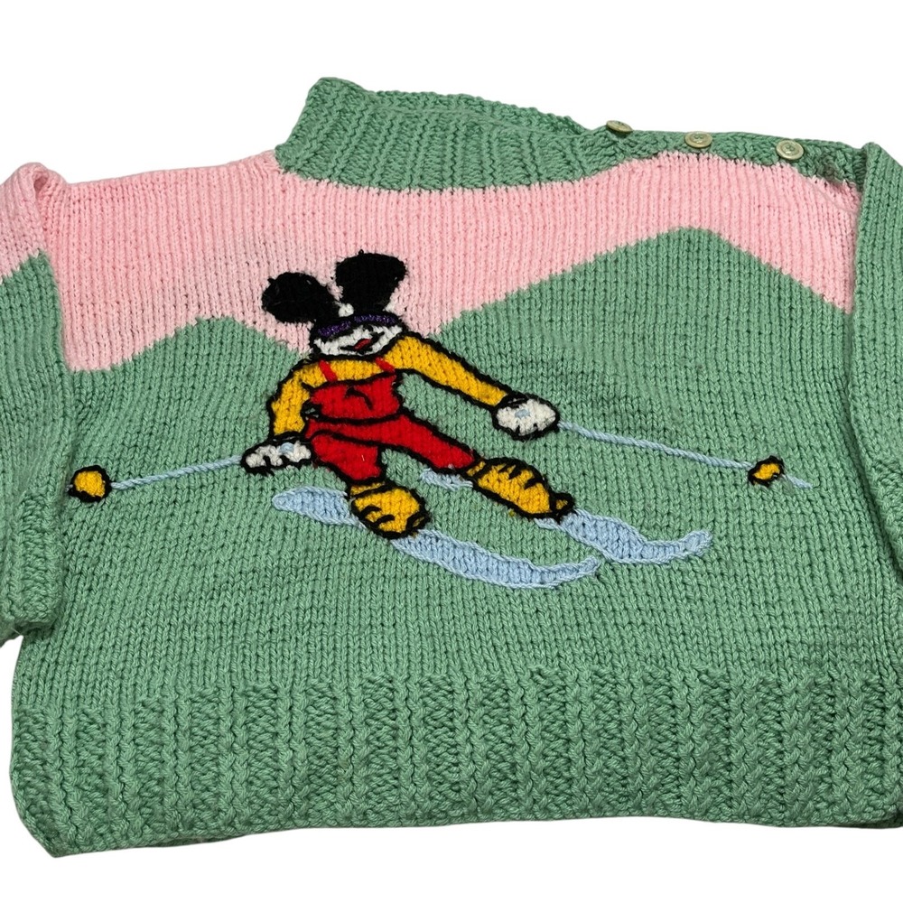 Vtg Michel Bachoz Colette Nivelle Paris Sweater Handmade Disney Mickey Mouse - Picture 2 of 8